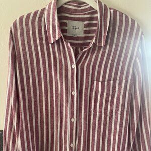 Rails Charli Bordeaux Striped Button Front Shirt Size M